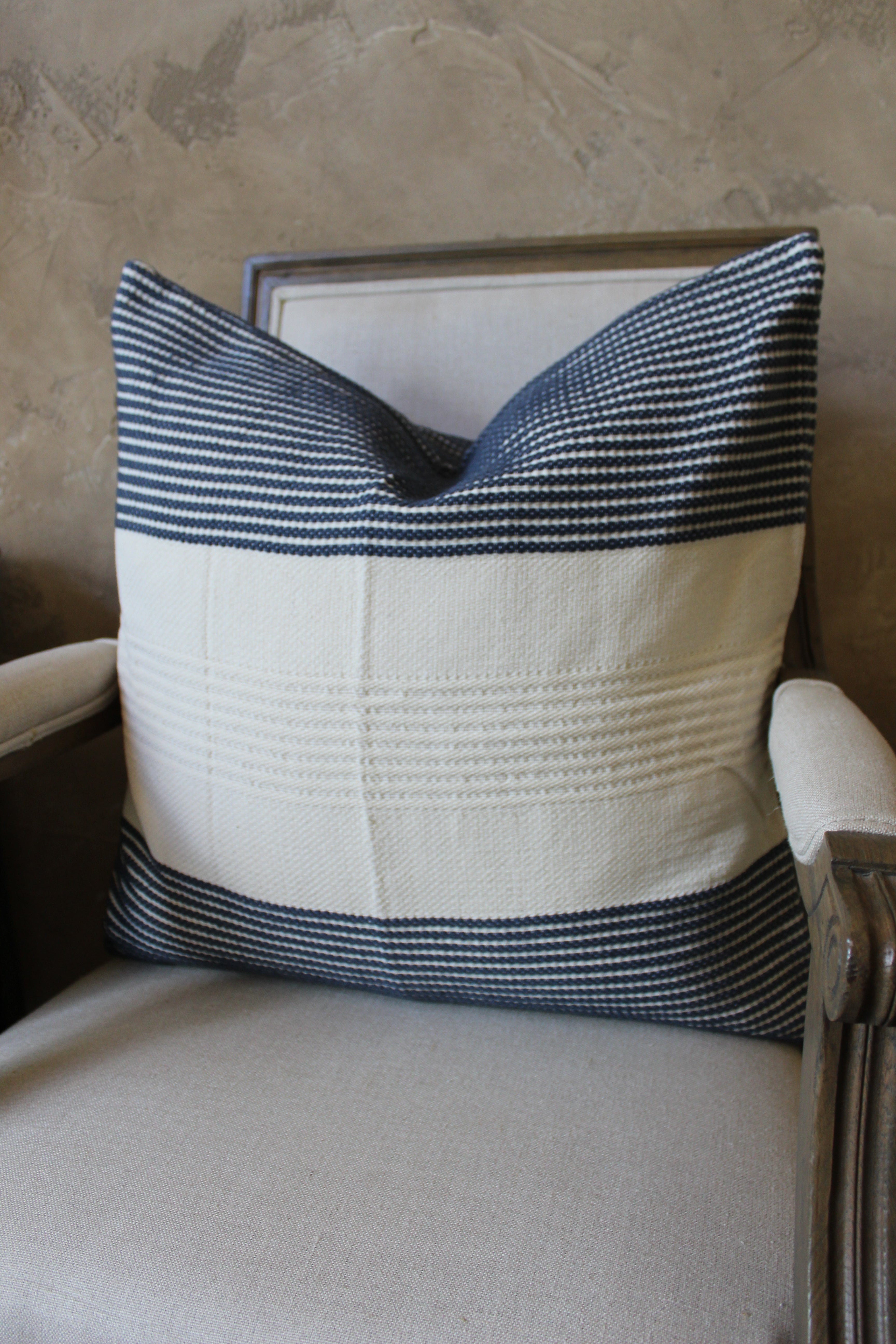 Lily Navy Blue stripe pillow cover