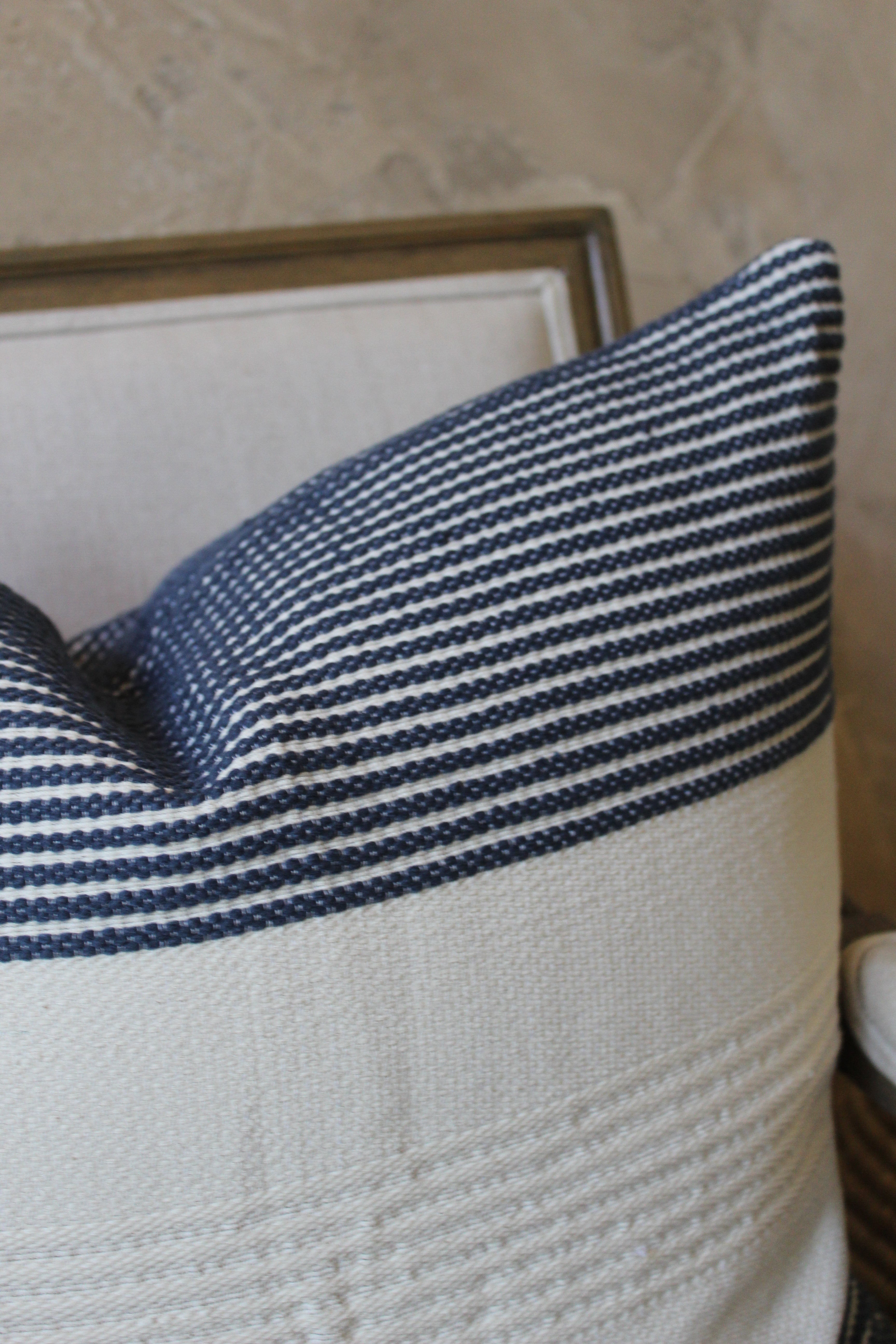 Lily Navy Blue stripe pillow cover