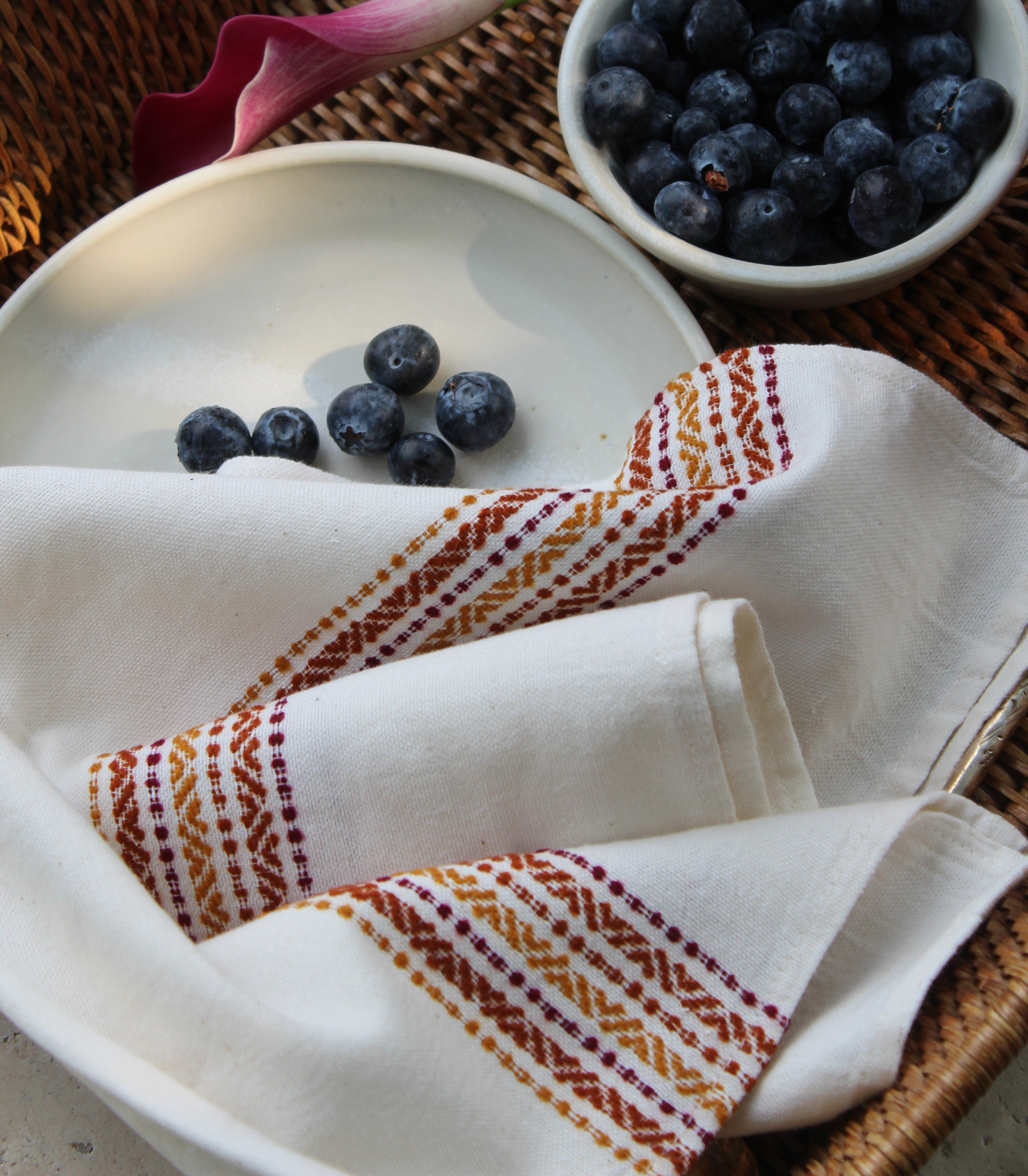 Set of 4 Handwoven Cotton Napkin | Reusable Cloth Napkin | Ethiopian Artisan Table Linen
