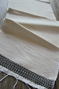 Seble neutral with a black stripe table runner