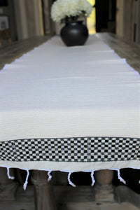 Seble neutral with a black stripe table runner