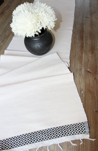 Seble neutral with a black stripe table runner
